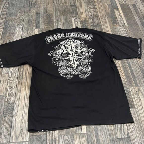 🔥☠️ Y2K DIRECT BLUE URBAN COUTURE Embroidered Affliction Style Tee 2XL -PERFECT - Picture 9 of 12